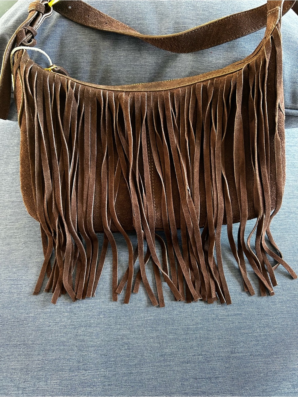 Haute Hippie Rich Brown Suede Fringe Shoulder Bag - Picture 8 of 9